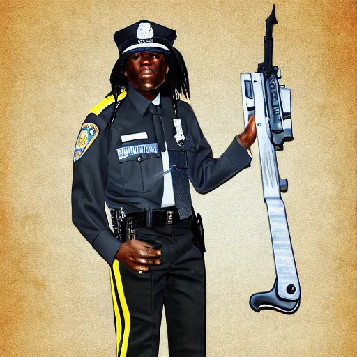 Image similar to chief keef as a police officer digital art very detailed 4 k detailed super realistic