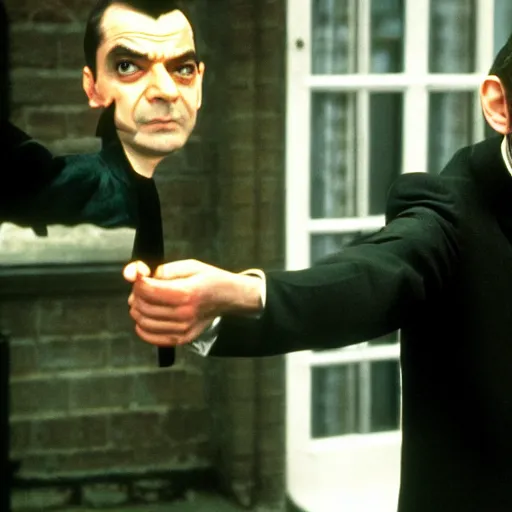 Prompt: mr bean in the matrix