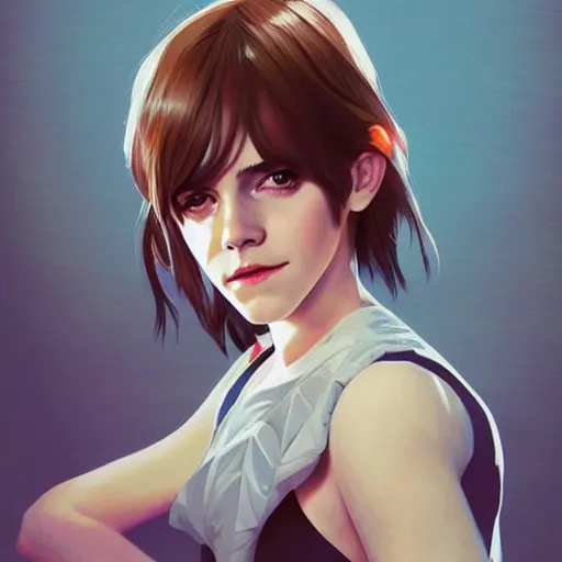 Image similar to emma watson portrait as manga girl, realistic shaded perfect face, fine details. anime. realistic shaded lighting poster by ilya kuvshinov katsuhiro otomo ghost - in - the - shell, magali villeneuve, artgerm, jeremy lipkin and michael garmash and rob rey