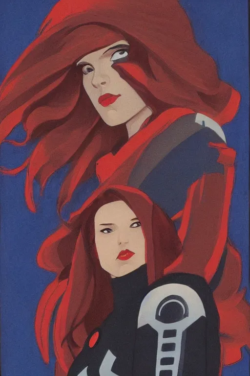 Image similar to black widow ( natasha romanova ), marvel, artwork by nicholas roerich,