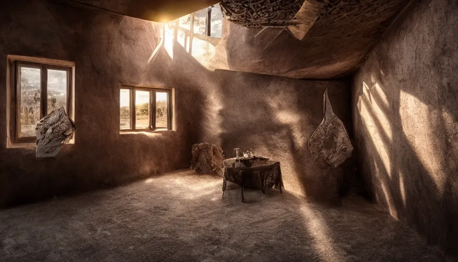 Image similar to House made of melting chocolate ,god rays, incredible lighting, 4k photography award winning,