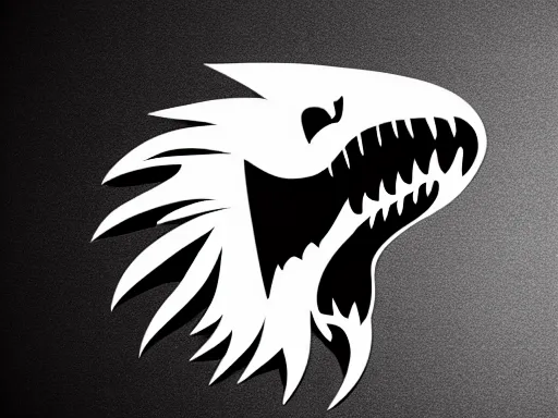 Prompt: stylized angry energetic dynamic velociraptor!!! sports logo black and white sketch!!!