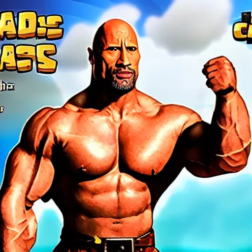 Prompt: Dwayne Johnson in clash of clans