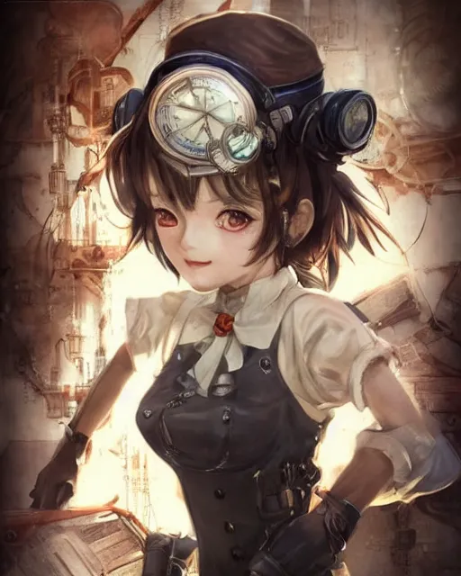 Image similar to portrait Anime Girl steampunk cute-fine-face, pretty face, realistic shaded Perfect face, fine details. Anime. Bioshock steampunk realistic shaded lighting by katsuhiro otomo ghost-in-the-shell, magali villeneuve, artgerm, rutkowski Jeremy Lipkin and Giuseppe Dangelico Pino and Michael Garmash and Rob Rey