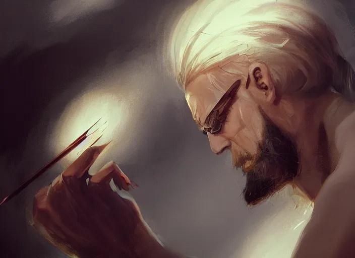 Prompt: a man with nail like hair 1 2 5 3 gfitghoyugfdv 3 4 5 3 4 6 4 vdfvdfbvdfvbf by artgem and greg rutkowski, trending on artstation