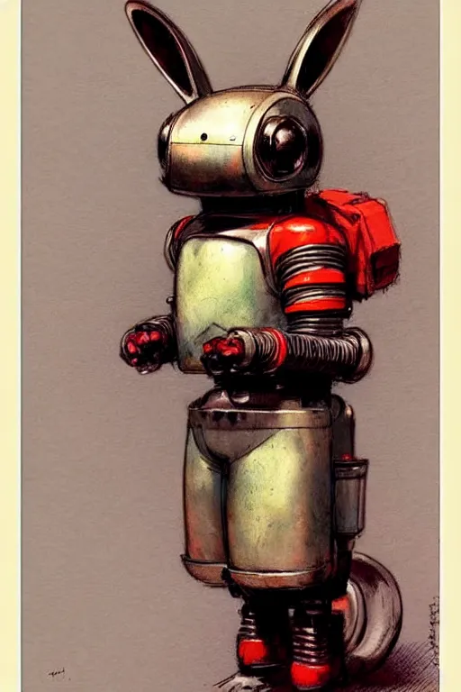 Image similar to adventurer ( ( ( ( ( 1 9 5 0 s retro future robot android rabbit. muted colors. ) ) ) ) ) by jean baptiste monge!!!!!!!!!!!!!!!!!!!!!!!!! chrome red