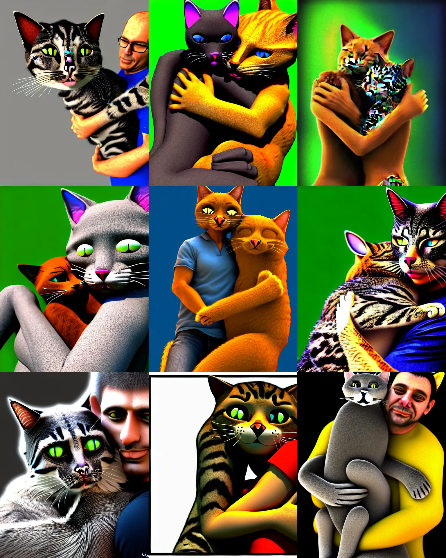 Prompt: being hugged by a cat furry man, dmt, tikal, ue 5, photorealistic,