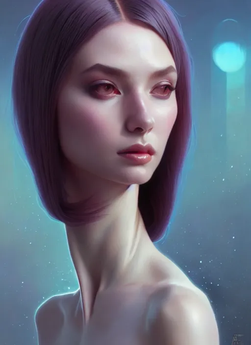 Prompt: a full body fashion photography of alien female girl, intricate, elegant, clearly visible face, highly detailed, digital painting, artstation, concept art, smooth, sharp focus, illustration, art by artgerm and greg rutkowski and alphonse mucha, 8 k