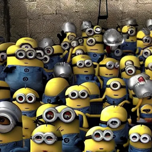 Image similar to a lost footage of minions in ww 2