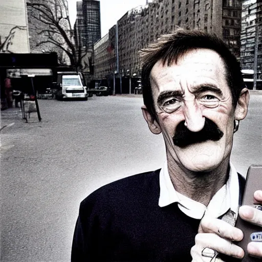 Image similar to Portrait of Barry Chuckle at ground zero, selfie, 2001, photograph by B. Chuckle