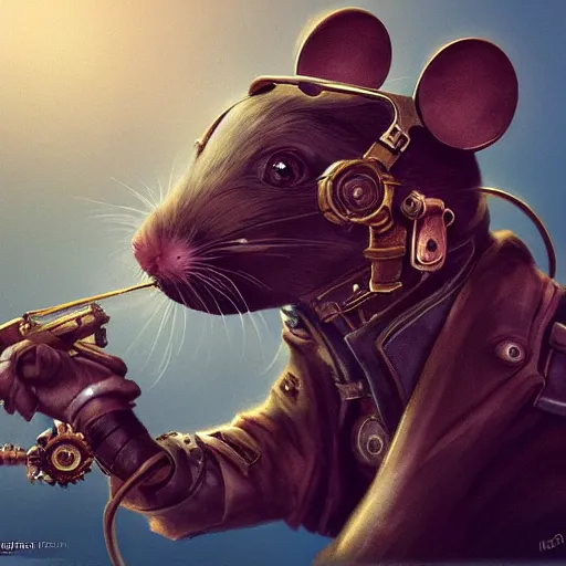 Image similar to a rat with steampunk googles, by Blizzard Concept Artists