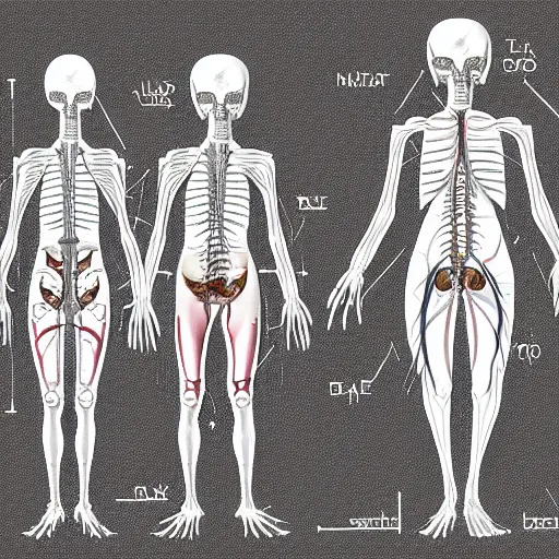 Prompt: medical illustration of a dissected alien