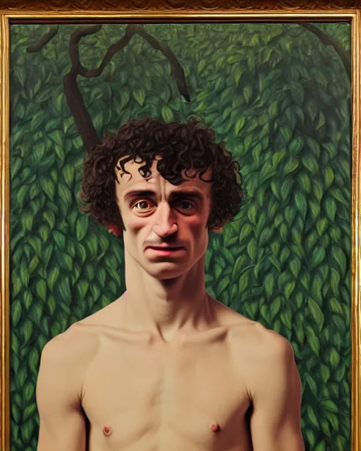 Prompt: portrait of adam ondra by magritte