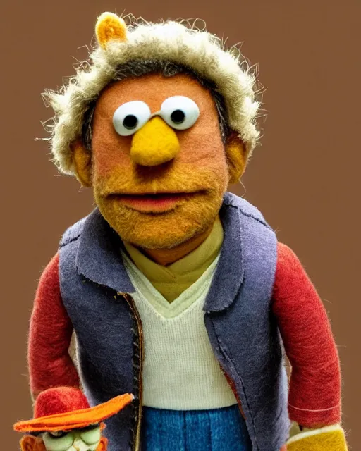 Image similar to tuco salamanca as a muppet. highly detailed felt. hyper real photo. 4 k.