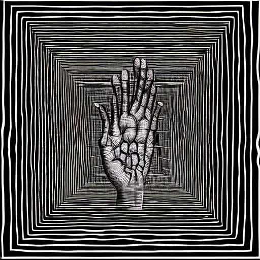Prompt: optical illusion digital footprint painting of the silhouette of an impatient soul, stuck in a maze, very detailled, lovecraftian, trending on artstation