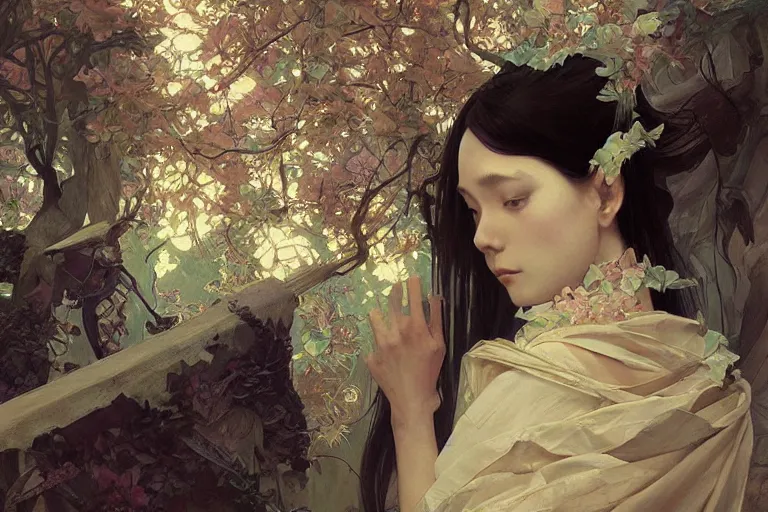 Image similar to a beautiful realistic painting of koyasan, intricate, elegant, highly detailed, digital painting, artstation, concept art, by krenz cushart and artem demura and alphonse mucha