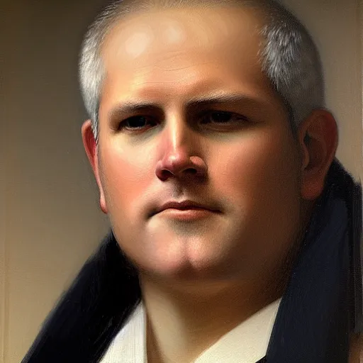 Prompt: Painting. Prime Minister Scott Morrison. Art by william adolphe bouguereau. Extremely detailed. 4K.