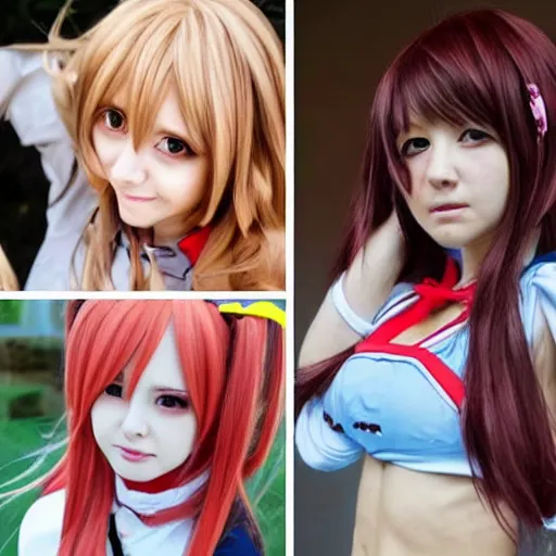 Prompt: cute girls cosplay as anime girls beautiful