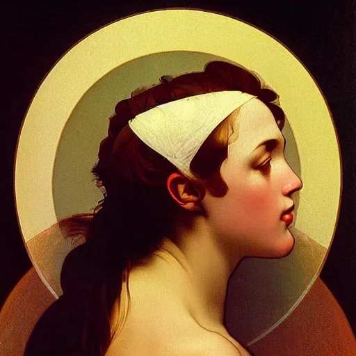 Image similar to mother nature, atmospheric light, head to toe, in the golden hour, by caravaggio, by mucha