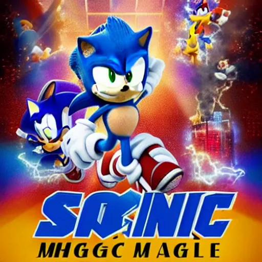 Prompt: sonic the hedgehog in magic mike movie poster