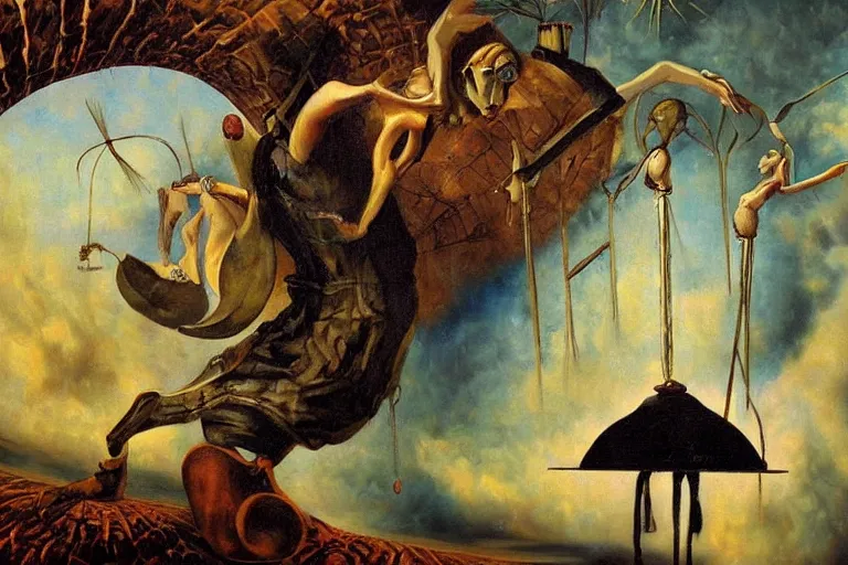 Prompt: realizing ones fate, surrealism, elegant oil painting, highly detailed