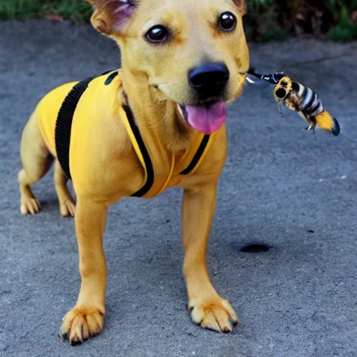 Image similar to dog with a bee as amber heard