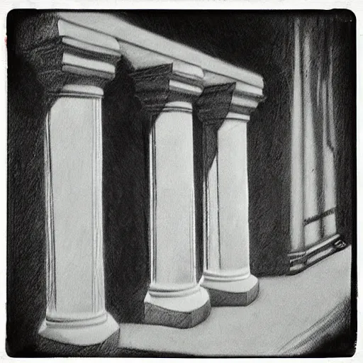 Image similar to filmic noisy bipedal paris web balinese cat zinc pilaster pediment, by kati horna and juan gimenez and edward hopper, art on instagram, charcoal drawing, polaroid photo