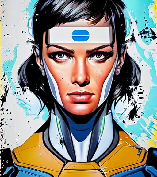 Image similar to portrait of a female android, by MARVEL comics and Sandra Chevrier