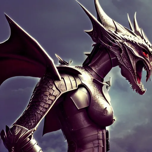 Prompt: stunning cinematic elegant back end shot with and upward angle, of a beautiful female knight, but as a hot anthropomorphic female dragon, well designed highly detailed cute female dragon head with slick eyes, looking back at the camera, well armored, detailed claws, arms crossed, HD octane render, fantasy, furry art, Artstation, Deviantart, Furaffinity
