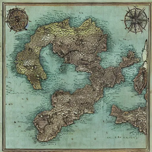 Image similar to ancient fantasy cartographer map extremely detailed