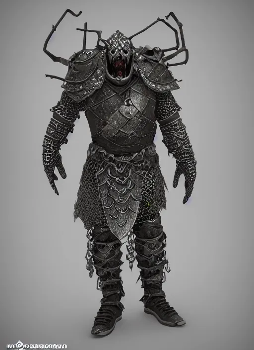 Image similar to а fantasy Proto-Slavic mythology, zombie in chain mail armor inspired blizzard games, full body, detailed and realistic, 4k, trending on artstation, octane render