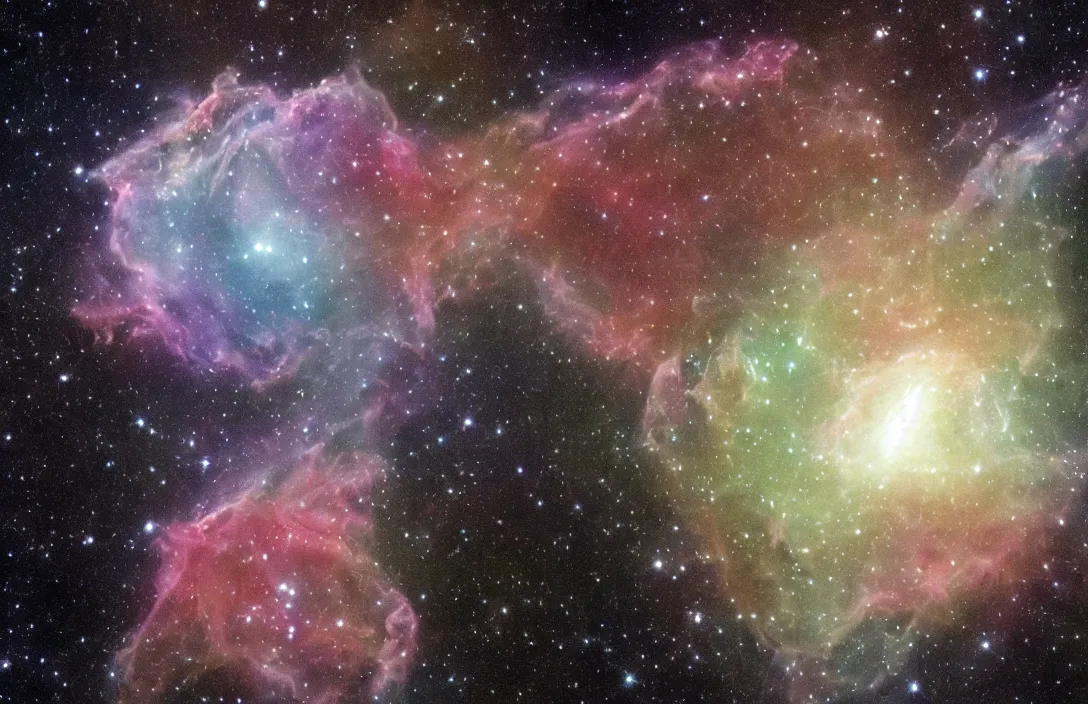 Prompt: space nebula in shape of hand, taken photographed by James Webb telescope