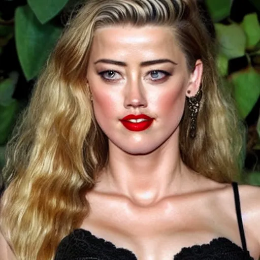 Image similar to gourd with face of amber heard hybrid intercross mix as a gourd