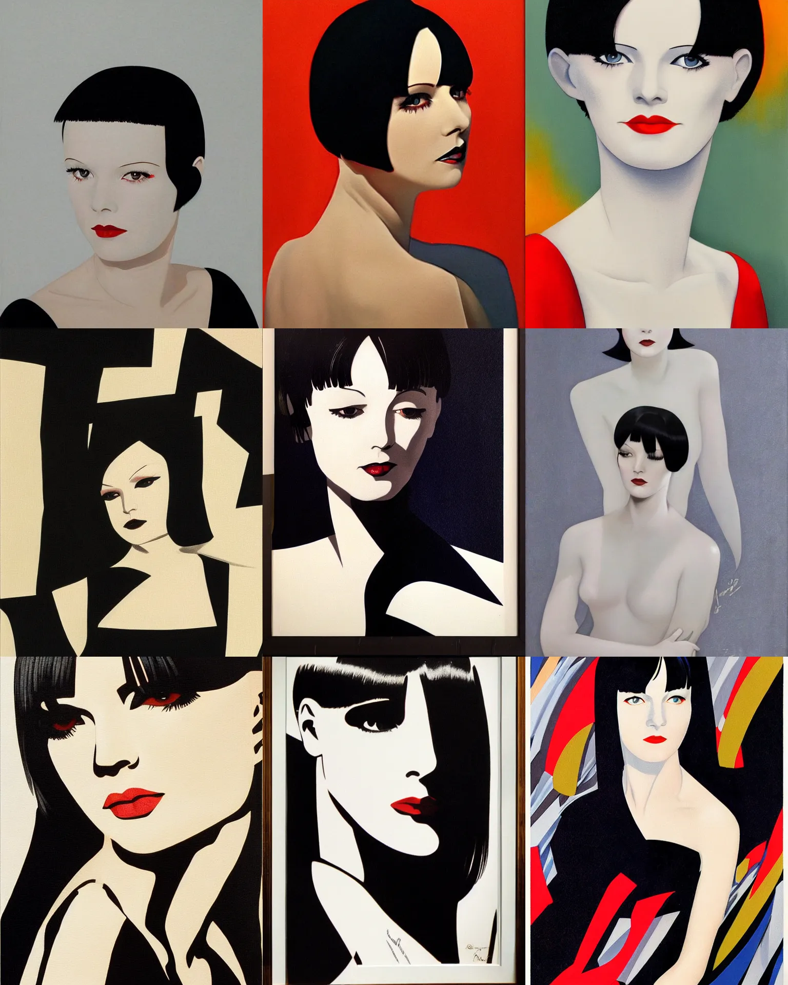 Prompt: mary louise brooks, dramatic light, high contrast, sharp, painted by stanley lau,, painted by stanley artgerm,, painted by patrick nagel