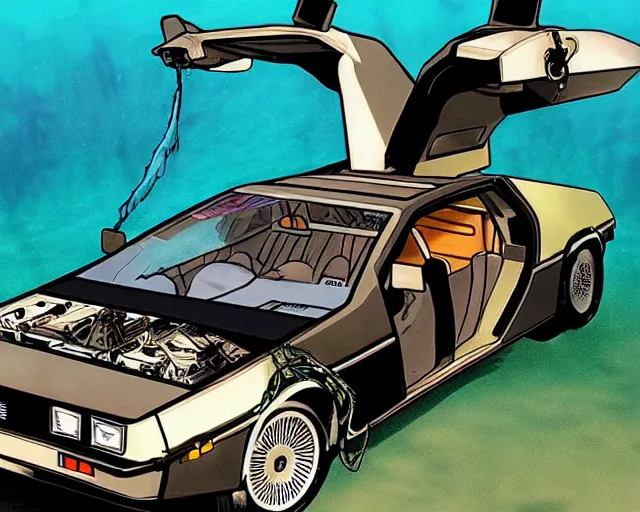 Image similar to doc brown and the delorean underwater