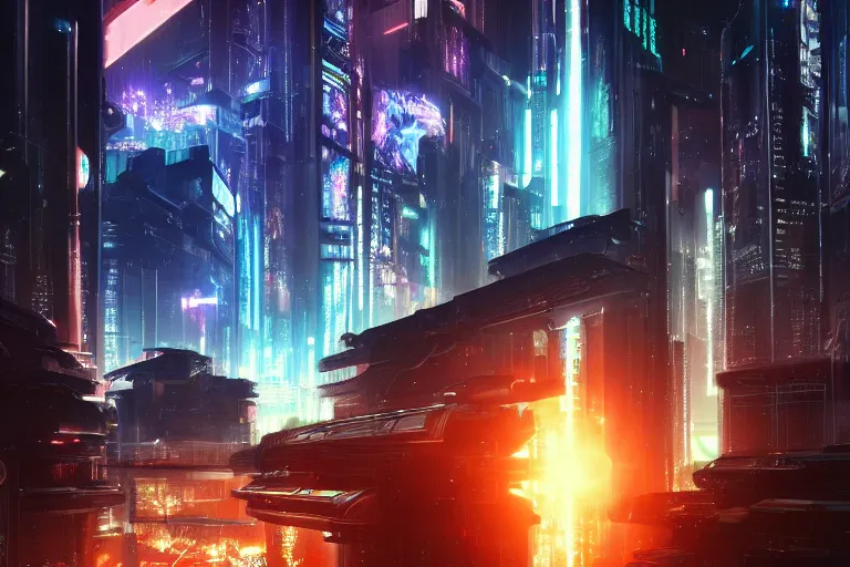 Prompt: Cyberpunk futuristic Kyoto, captivating glowing lights, Star Trek setting, on interstellar space, photo realistic by Yaşar VURDEM , artstation, unreal engine, building concept art by Moebius, high quality printing