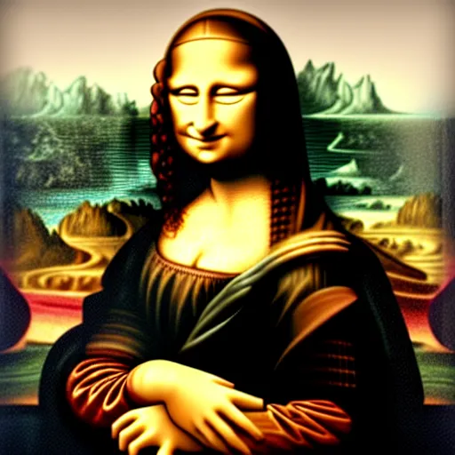 Prompt: portrait of Mona Lisa with cat face