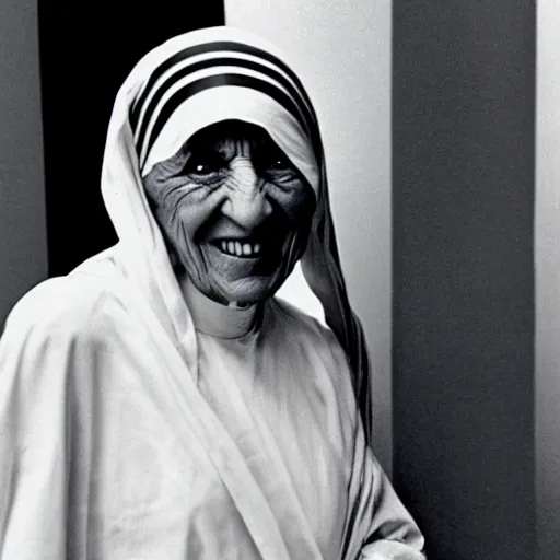 Image similar to glamorous mother teresa posing for a calendar photoshoot