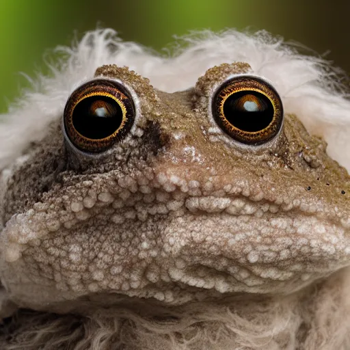 Image similar to photo of a long - haired fluffy angora frog toad with fur