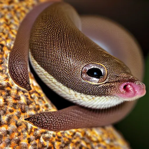 Prompt: very cute western hog nose snake curled in a ball, realistic picture