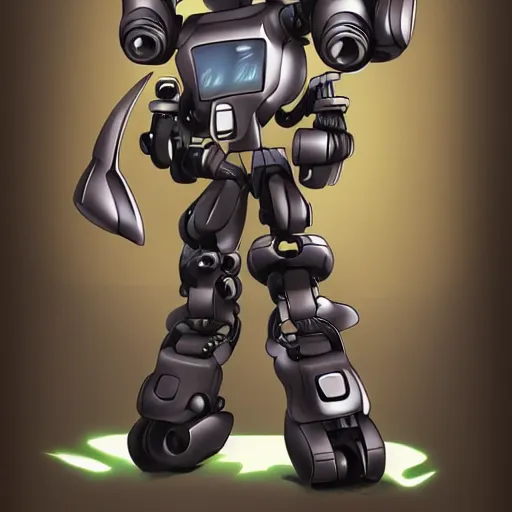 Prompt: coolest looking robot with blasters, anime, digital art