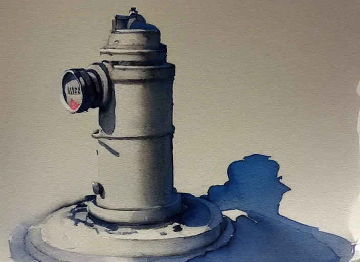 Image similar to concept art of a hydrant, pinterest, artstation trending, behance, watercolor, by coby whitmore, silver, laser light,