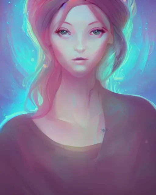 Prompt: aurora, portrait, loish, lois van baarle, android jones and rhads, digital art