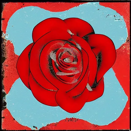 Image similar to album cover of a indie rock band, red rose, album cover art