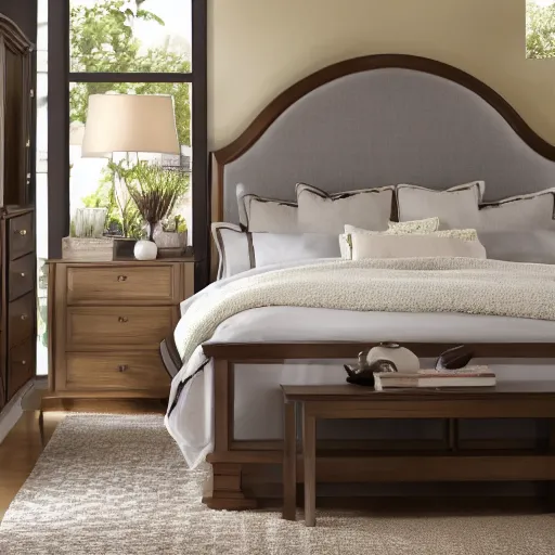 Prompt: award-winning master bedroom headboard catalog photo