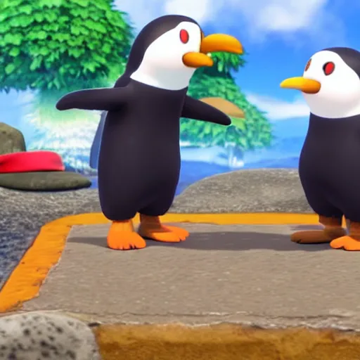 Prompt: Pingu character reveal for Super Smash bros ultimate