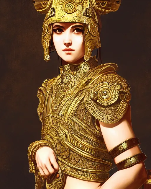 Image similar to portrait of an ancient greek character in intricate ornate armor, by ilya kuvshinov, by thomas lawrence, by bayard wu, trending on artstation, masterpiece