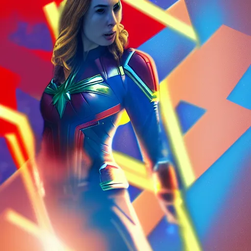 Image similar to Digital painting of Gal Gadot as Captain Marvel