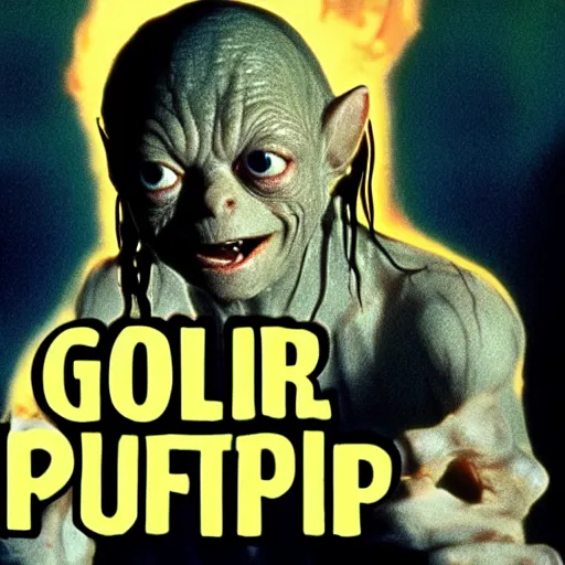 Prompt: Gollum pulp fiction movie