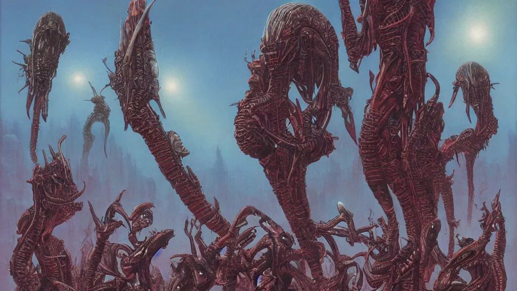 Prompt: alien empire by Wayne Barlowe